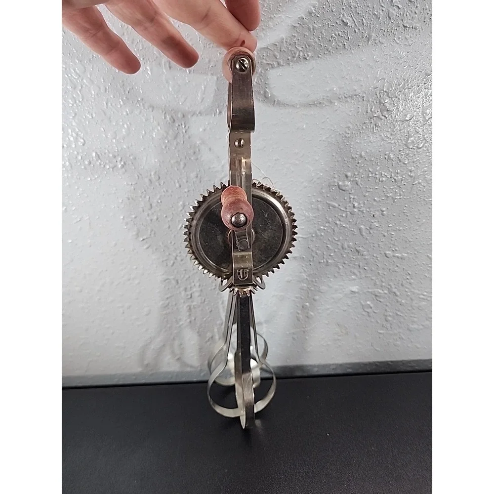 Antique Vintage‎ Favorite Stainless Steel Hand Mixer Metal with Wooden Handle